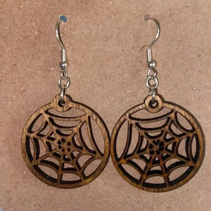 Handmade Enchanting Web Wooden Earrings